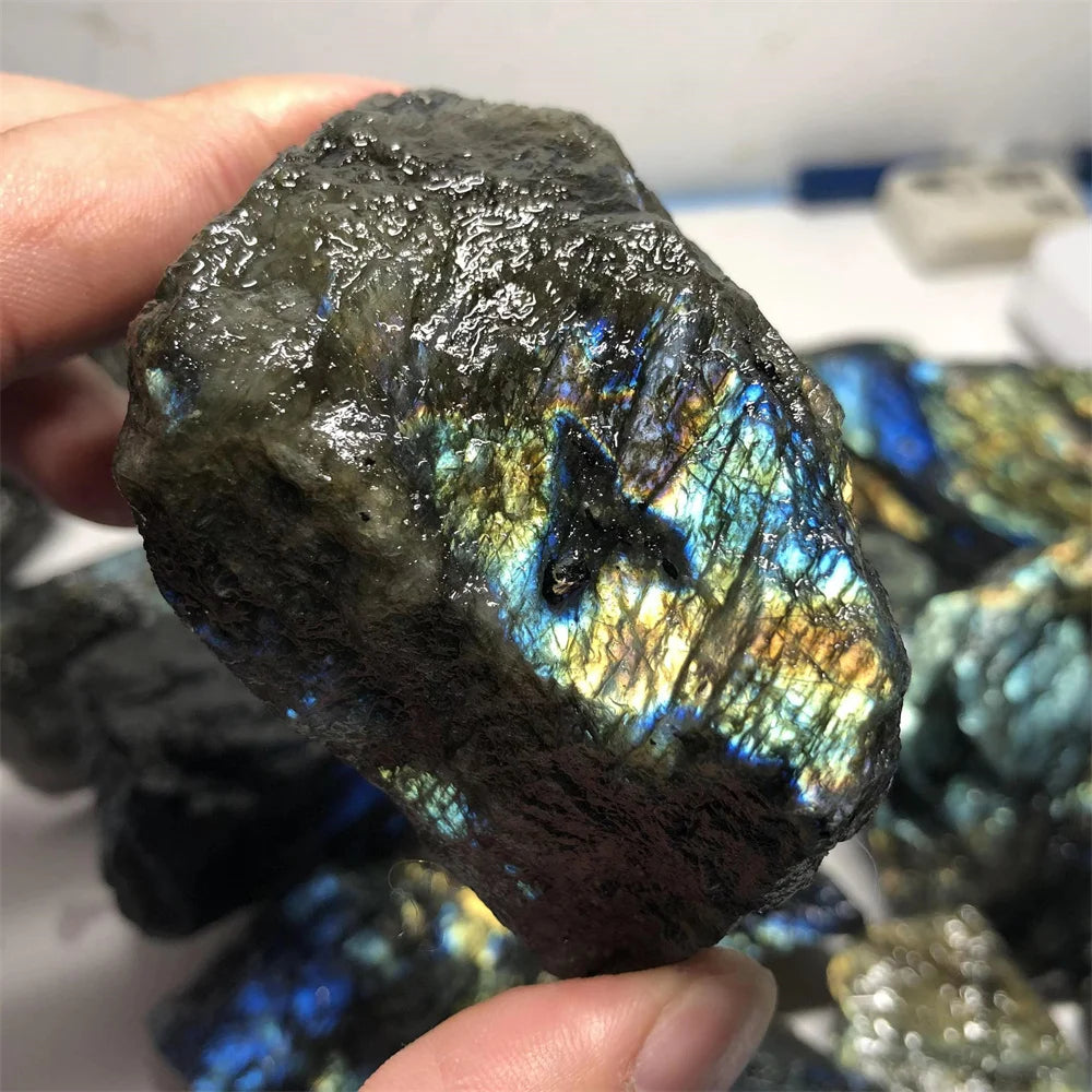 20-200g Natural Stone Labradorite Mineral Reiki Healing Moon stone specimen collection fish tank landscape Crystal raw stone