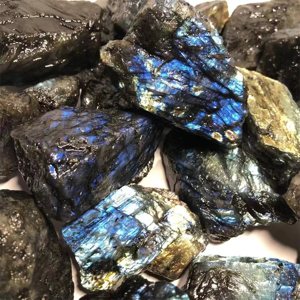 20-200g Natural Stone Labradorite Mineral Reiki Healing Moon stone specimen collection fish tank landscape Crystal raw stone