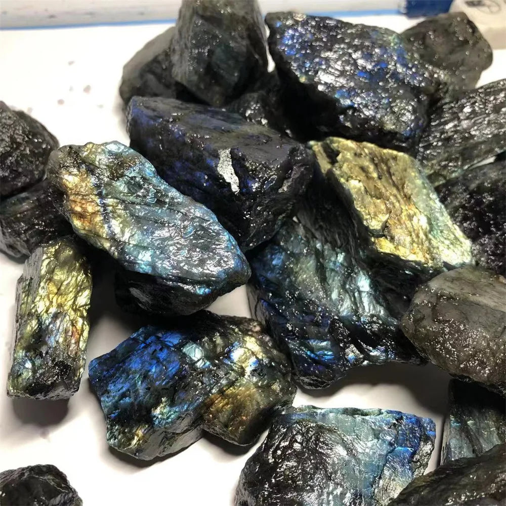 20-200g Natural Stone Labradorite Mineral Reiki Healing Moon stone specimen collection fish tank landscape Crystal raw stone