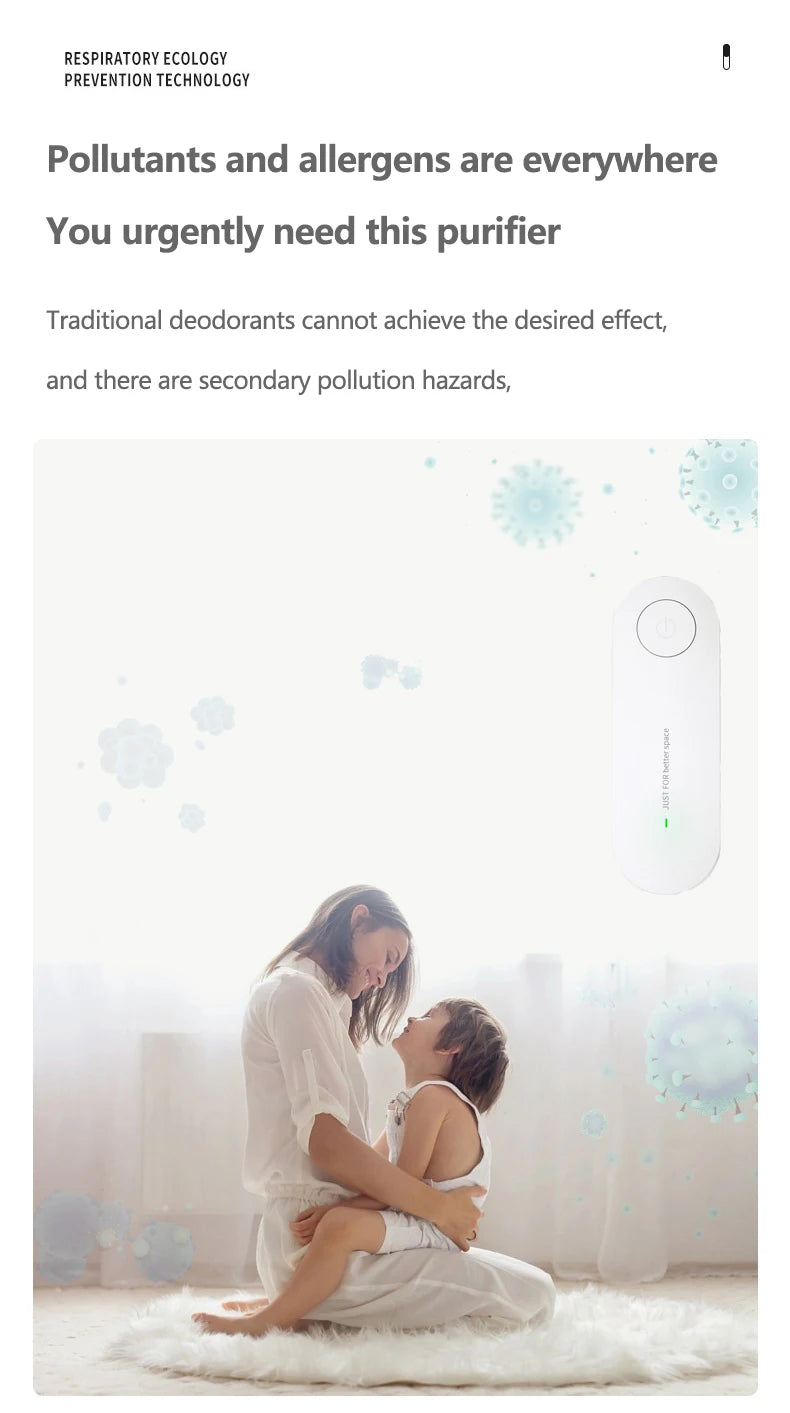 New Portable Air Purifier Anion Air Purification Air Freshener Ionizer Cleaner Dust Cigarette Smoke Remover Toilet Pet Deodor