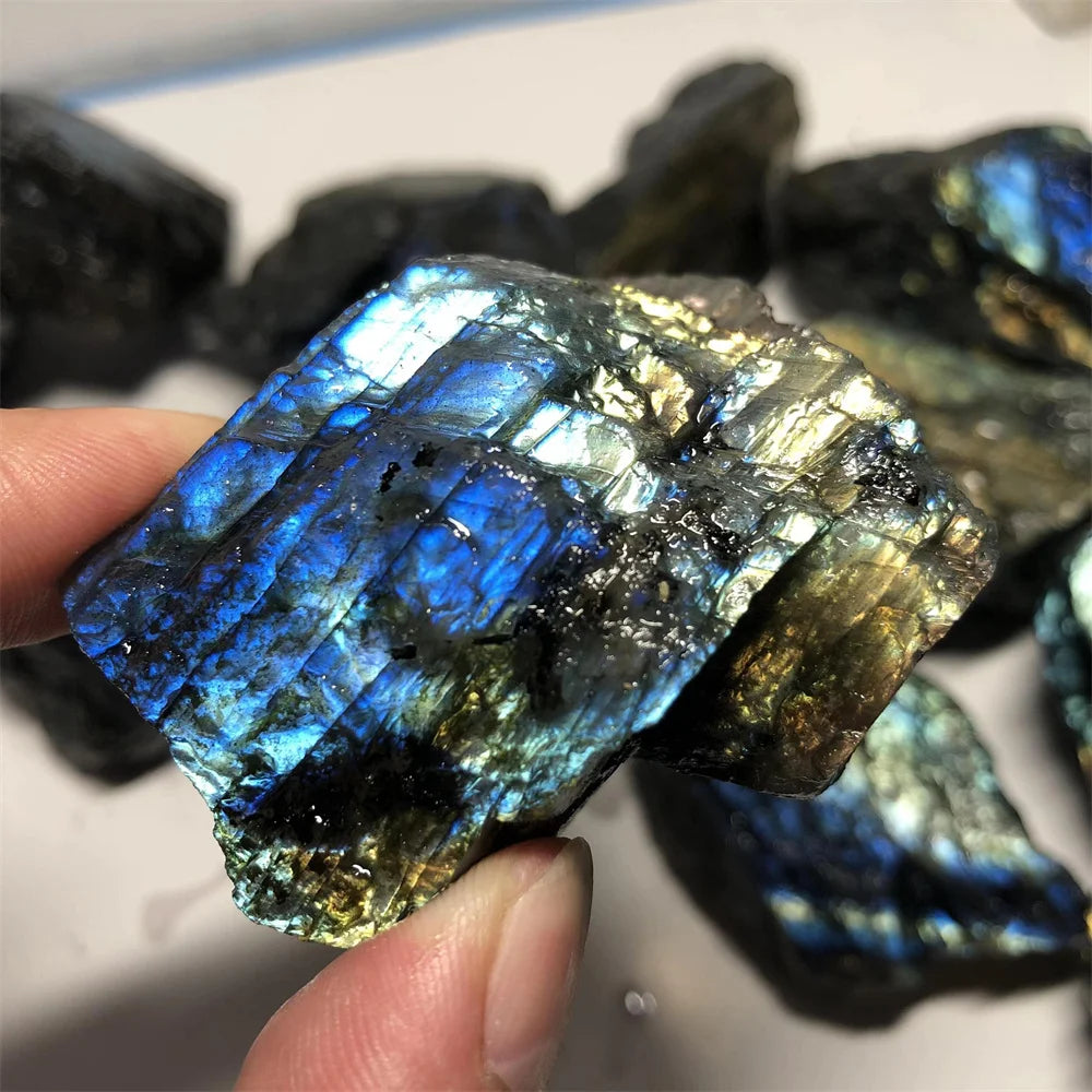 20-200g Natural Stone Labradorite Mineral Reiki Healing Moon stone specimen collection fish tank landscape Crystal raw stone