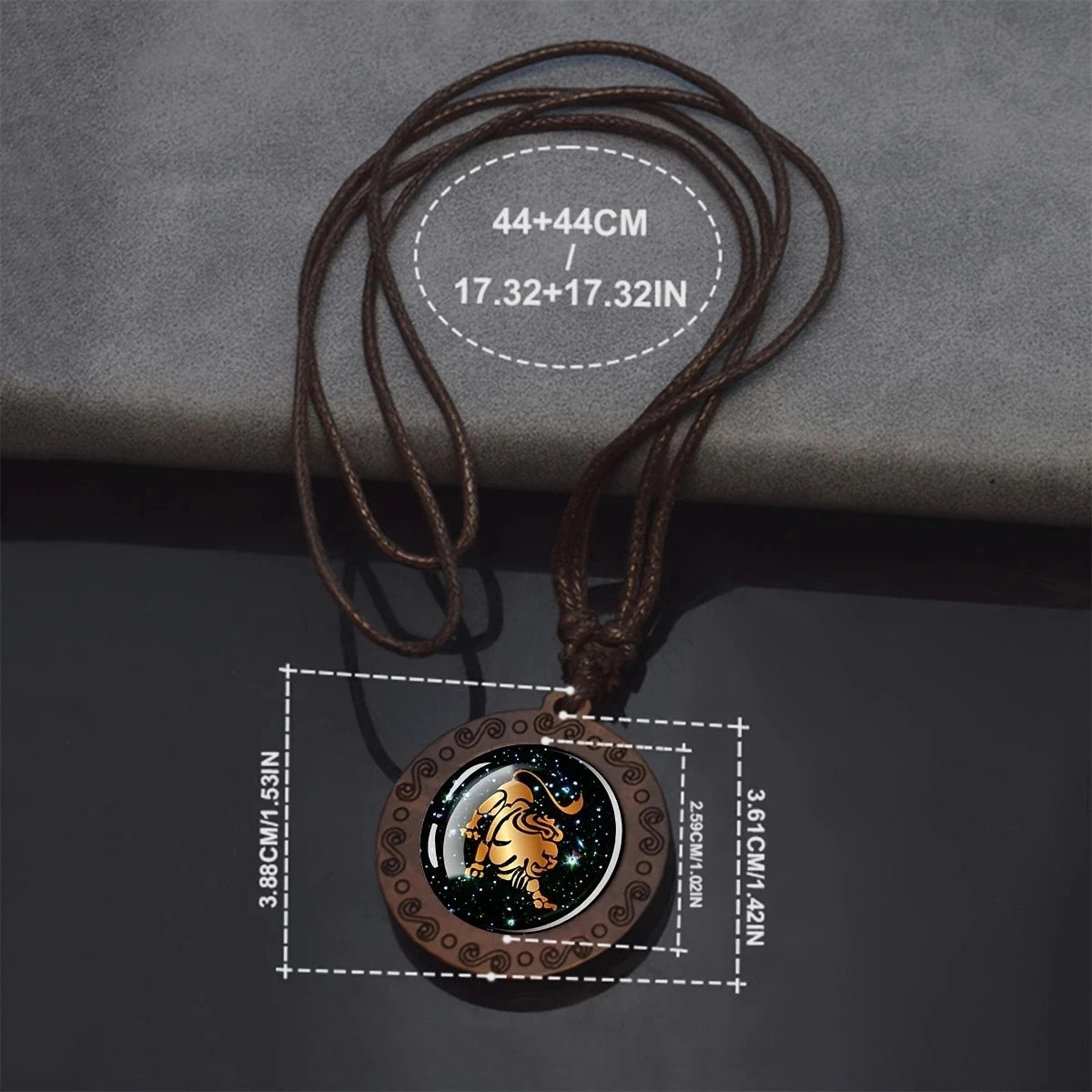 1pc Constellation Necklace Glass Wood Pendant Zodiac Sign Necklace Romantic Gift